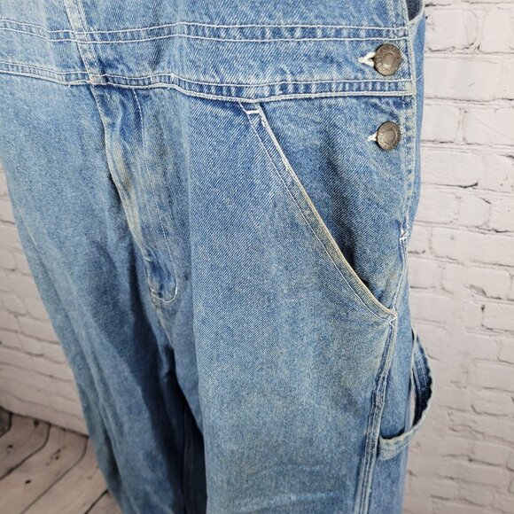 Austin Clothing Blue Denim 100% Cotton Workwear Utility Jean Overalls Large L 32 - Picture 5 of 15
